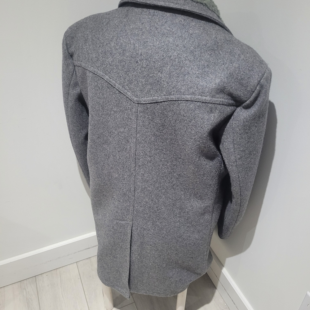 Wm H Leishman Men's Vintage Single Breasted Wool Winter Coat Size 44 Gray Lined - Picture 9 of 12